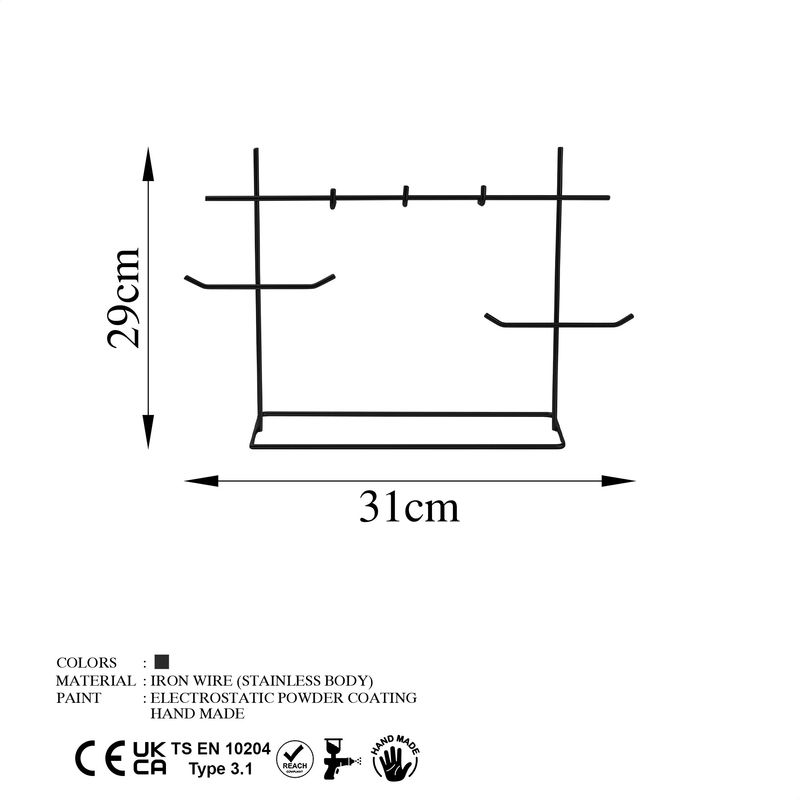 Casa si Gradina - Mobilier - Organizare si depozitare - Cuiere - Suport bijuterii, Aberto Design, metal, negru, 31x13x29 cm - Infinity.ro
