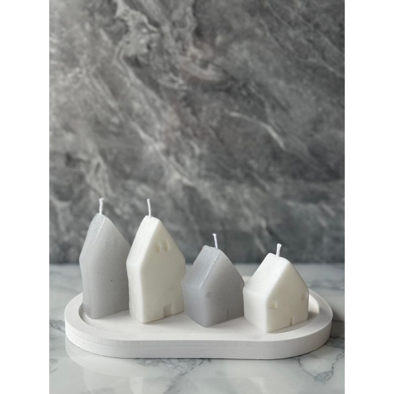 Casa si Gradina - Decoratiuni - Aromaterapie si lumanari - Lumanari si candele - Set lumanari, Aberto Design, beton, alb, soia, 5 piese - Infinity.ro