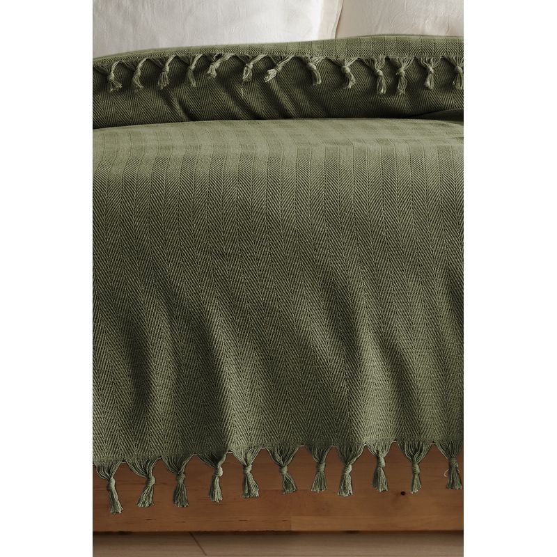 Casa si Gradina - Textile si covoare - Pături și cuverturi - Pături - Patura dubla pique, L'essentiel Maison, kaki, 200x220 cm, 100% bumbac reciclat - Infinity.ro