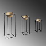 Casa si Gradina - Gradinarit si plante - Plante si ghivece - Ghivece si suporturi - Set ghivece decorative, Aberto Design, metal, negru auriu, 3 bucati - Infinity.ro