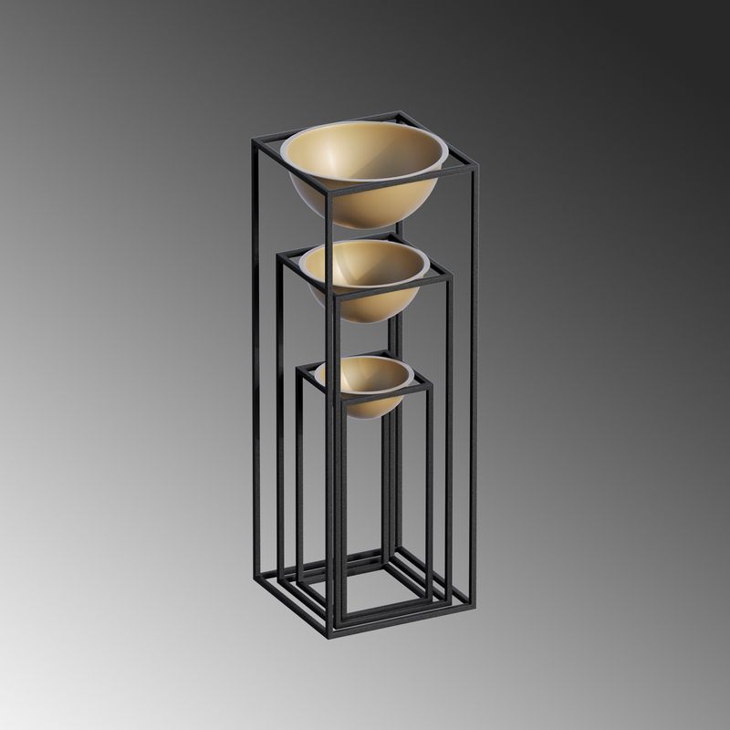 Casa si Gradina - Gradinarit si plante - Plante si ghivece - Ghivece si suporturi - Set ghivece decorative, Aberto Design, metal, negru auriu, 3 bucati - Infinity.ro