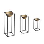 Casa si Gradina - Gradinarit si plante - Plante si ghivece - Ghivece si suporturi - Set ghivece decorative, Aberto Design, metal, negru auriu, 3 bucati - Infinity.ro