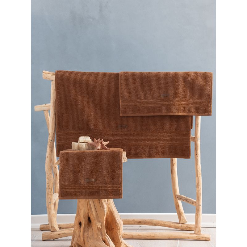 Casa si Gradina - Textile si covoare - Textile baie - Prosoape - Set prosoape baie, L'essentiel Maison, maro, 75x150 cm, 50x90 cm, 30x50 cm, 100% bumbac, 3 piese - Infinity.ro