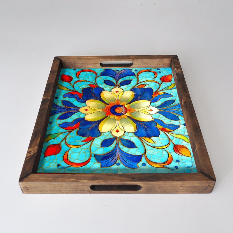 Casa si Gradina - Bucatarie si vesela - Ustensile bucatarie - Tavi servire - Tava de servire, Aberto Design, lemn masiv, multicolor, 48x38x4 cm, 799EVL1117 - Infinity.ro