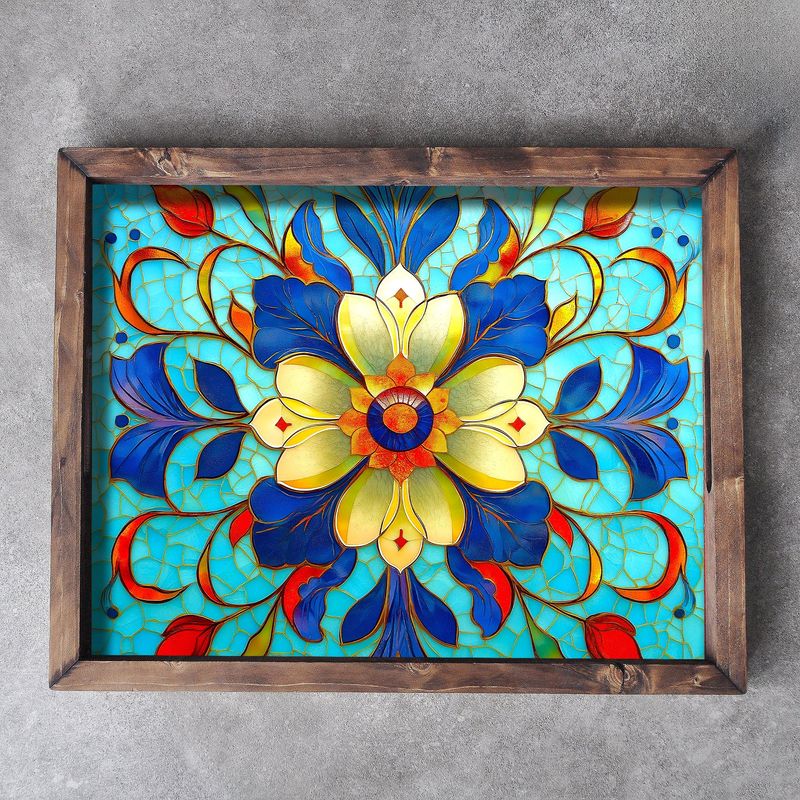 Casa si Gradina - Bucatarie si vesela - Ustensile bucatarie - Tavi servire - Tava de servire, Aberto Design, lemn masiv, multicolor, 48x38x4 cm, 799EVL1117 - Infinity.ro