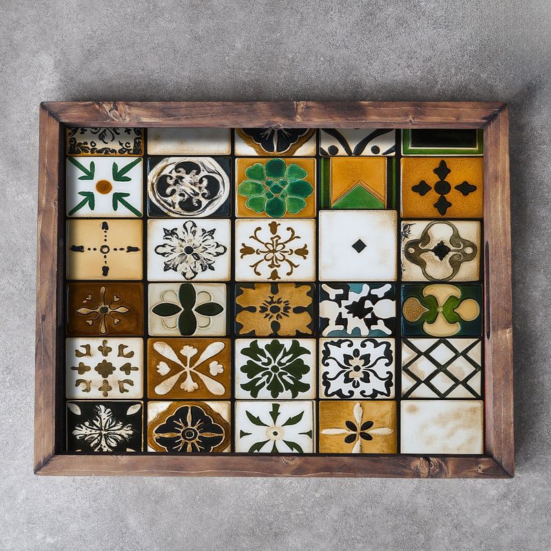 Casa si Gradina - Bucatarie si vesela - Ustensile bucatarie - Tavi servire - Tava de servire, Aberto Design, lemn masiv, multicolor, 48x38x4 cm, 799EVL1106 - Infinity.ro
