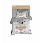 Casa si Gradina - Textile si covoare - Lenjerii de pat - Lenjerii copii - Set lenjerie pat copii, L'essentiel Maison, gri, alb, bej, 100x150 cm, 100% poliester microsatin, 100% bumbac - Infinity.ro