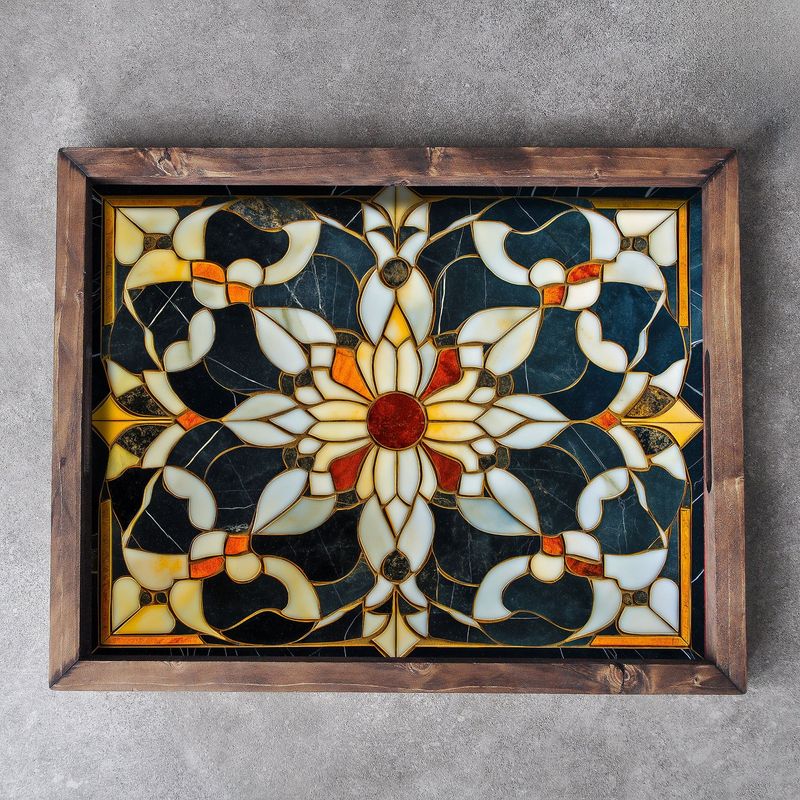 Casa si Gradina - Bucatarie si vesela - Ustensile bucatarie - Tavi servire - Tava de servire, Aberto Design, lemn masiv, multicolor, 48x38x4 cm, 799EVL1101 - Infinity.ro