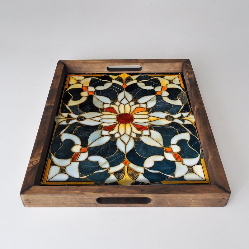 Casa si Gradina - Bucatarie si vesela - Ustensile bucatarie - Tavi servire - Tava de servire, Aberto Design, lemn masiv, multicolor, 48x38x4 cm, 799EVL1101 - Infinity.ro