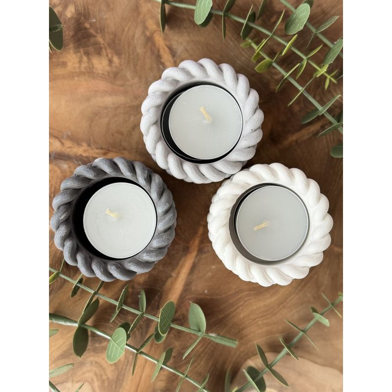 Casa si Gradina - Decoratiuni - Aromaterapie si lumanari - Lumanari si candele - Set lumanari, Aberto Design, beton, mov, ceara de soia, 6x6x6 cm (3 bucati) - Infinity.ro