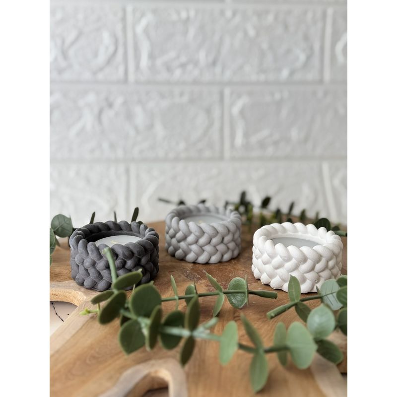 Casa si Gradina - Decoratiuni - Aromaterapie si lumanari - Lumanari si candele - Set lumanari, Aberto Design, beton, mov, ceara de soia, 6x6x6 cm (3 bucati) - Infinity.ro