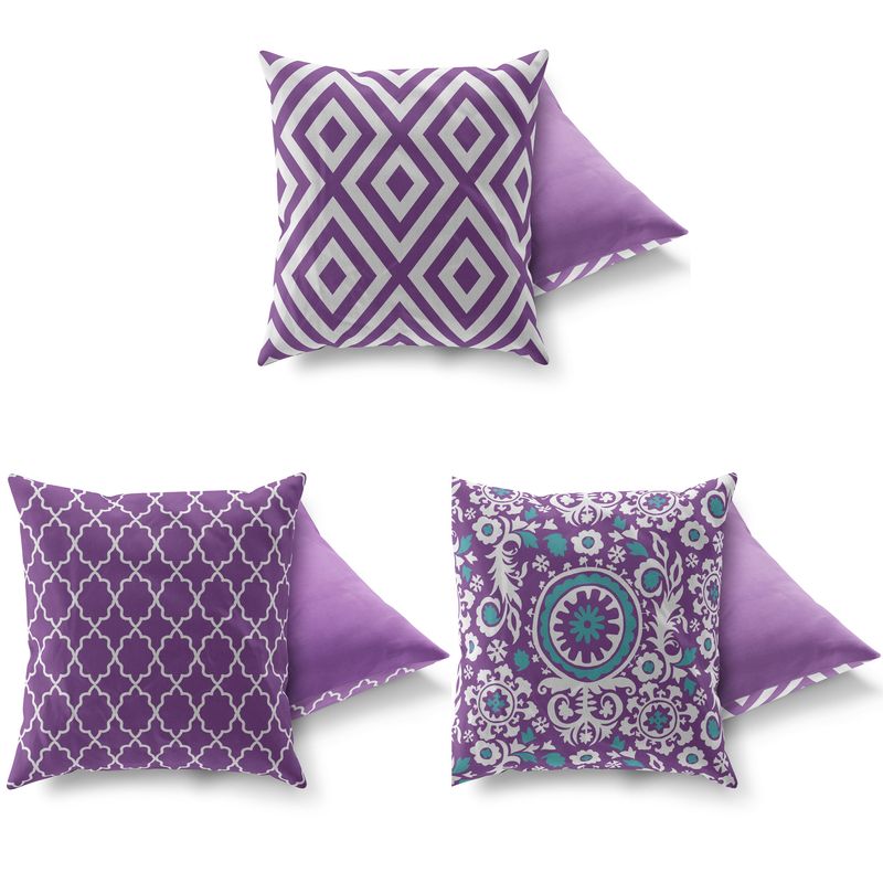 Casa si Gradina - Textile si covoare - Perne si pilote - Perne decorative - Set perne decorative, Aberto Design, multicolor, 43x43 cm, bumbac si poliester, set 3 bucati, 417GRV0195 - Infinity.ro