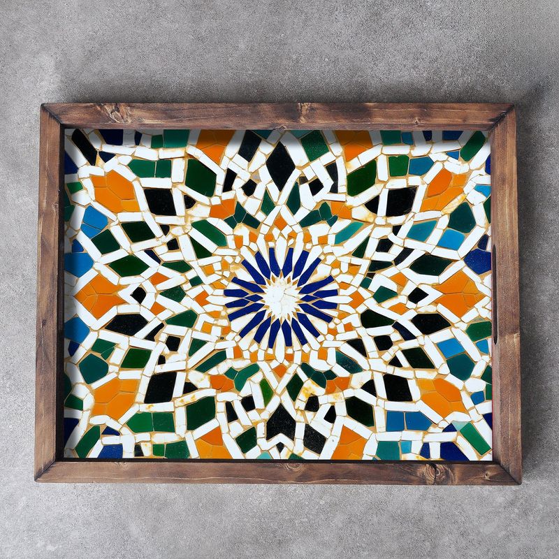 Casa si Gradina - Bucatarie si vesela - Ustensile bucatarie - Tavi servire - Tava servire, Aberto Design, lemn masiv, multicolor, 48x38x4 cm, 799EVL1137 - Infinity.ro