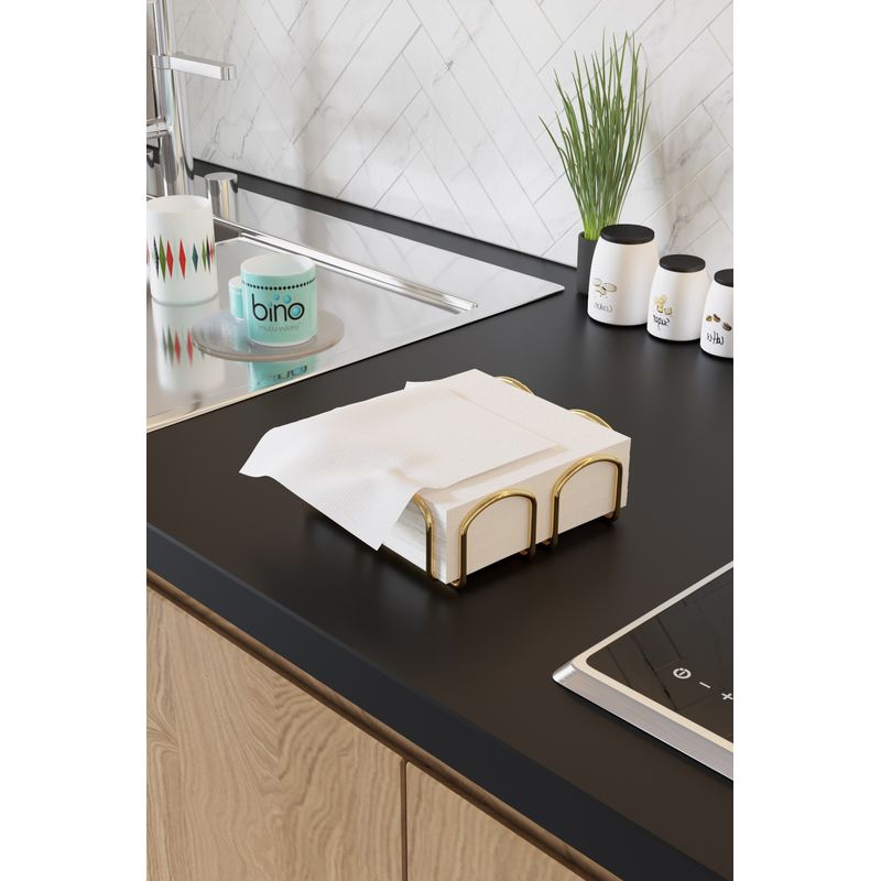 Casa si Gradina - Bucatarie si vesela - Organizare si depozitare bucatarie - Suporturi tacamuri si vase - Suport servetele, Aberto Design, metal, auriu, 7x20x20 cm - Infinity.ro