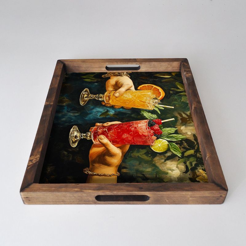 Casa si Gradina - Bucatarie si vesela - Ustensile bucatarie - Tavi servire - Tava servire, Aberto Design, lemn masiv, multicolor, 48x38x4 cm, 799EVL1139 - Infinity.ro