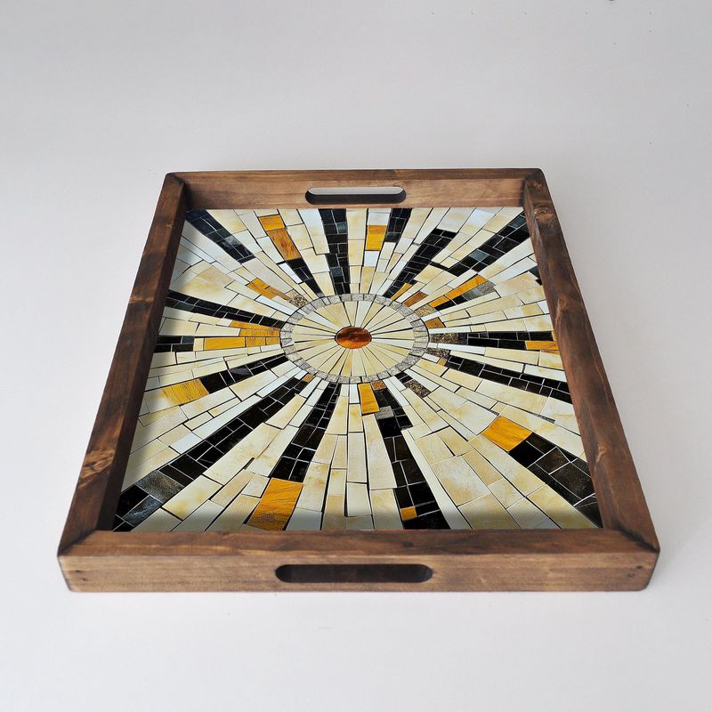 Casa si Gradina - Bucatarie si vesela - Ustensile bucatarie - Tavi servire - Tava servire, Aberto Design, lemn masiv, multicolor, 48x38x4 cm, 799EVL1108 - Infinity.ro