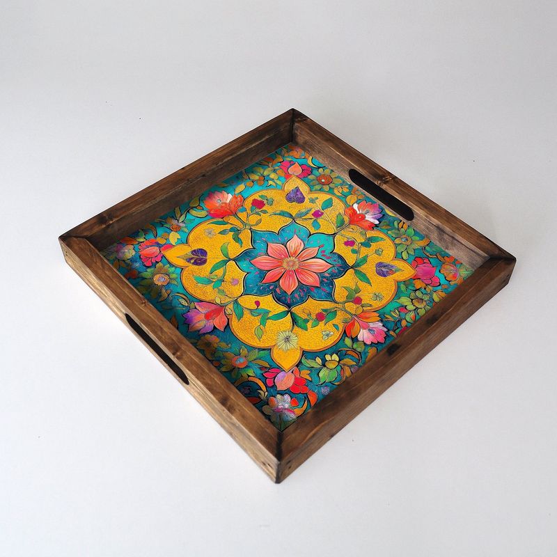 Casa si Gradina - Bucatarie si vesela - Ustensile bucatarie - Tavi servire - Tava de servire, Aberto Design, lemn masiv, multicolor, 35x35x4 cm, 799EVL1150 - Infinity.ro
