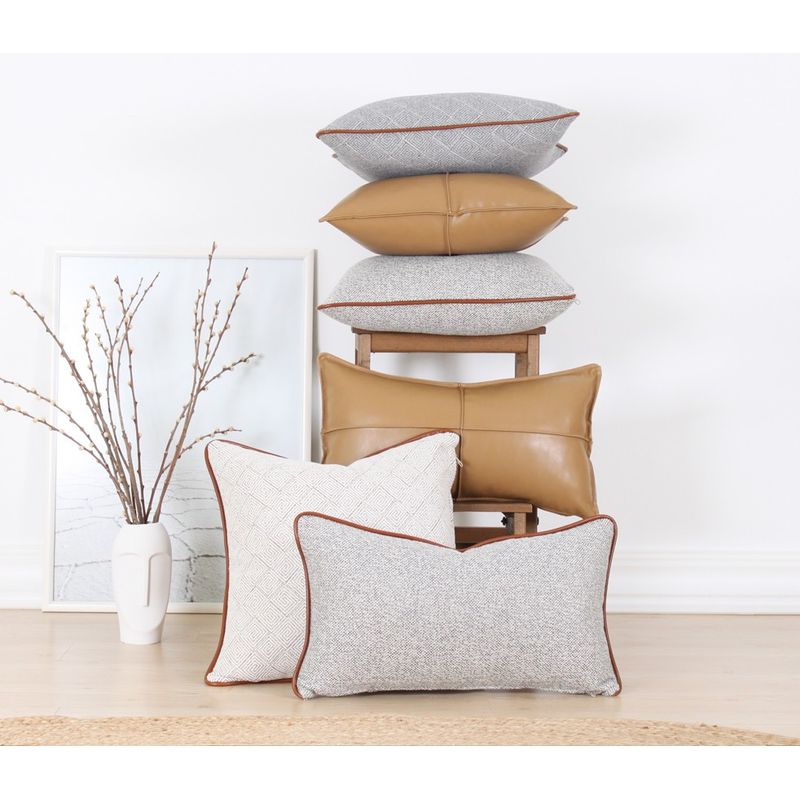 Casa si Gradina - Textile si covoare - Perne si pilote - Perne decorative - Perna decorativa, Aberto Design, piele ecologica, camel, 58x33 cm, 210FLF1119 - Infinity.ro