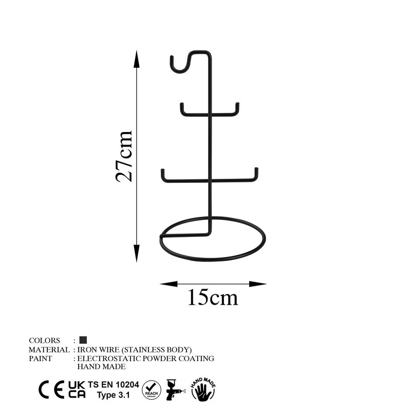 Casa si Gradina - Mobilier - Organizare si depozitare - Cuiere - Suport bijuterii, Aberto Design, metal, negru, 15x27 cm - Infinity.ro