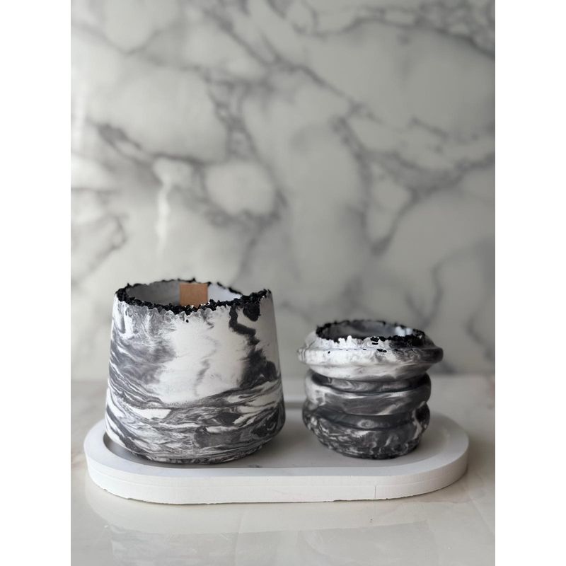 Casa si Gradina - Decoratiuni - Aromaterapie si lumanari - Lumanari si candele - Set lumanari, Aberto Design, 100% soia, gri si alb, 6x5x6 cm, 3 bucati - Infinity.ro