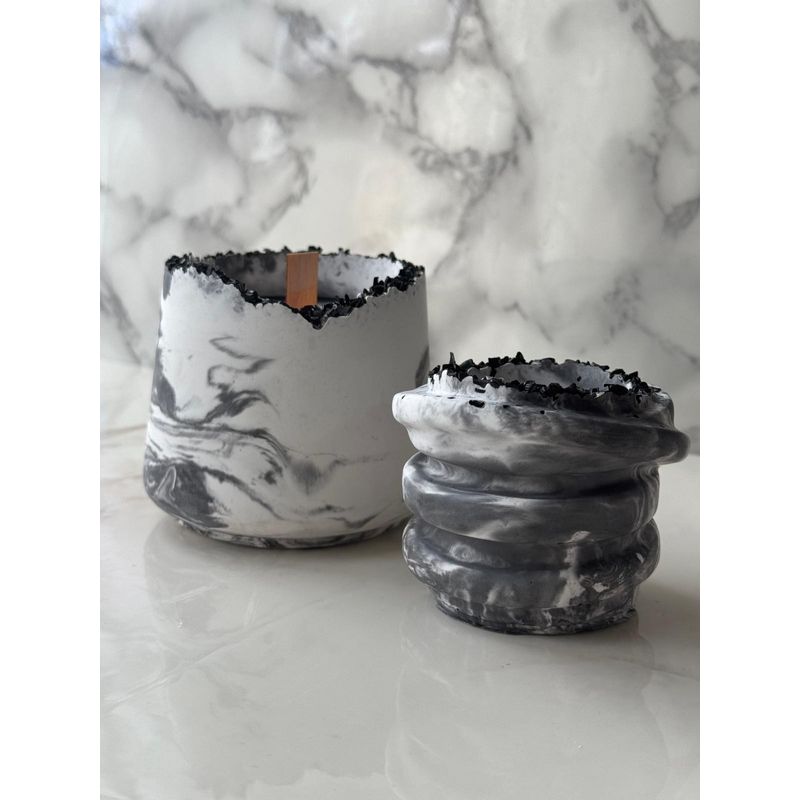 Casa si Gradina - Decoratiuni - Aromaterapie si lumanari - Lumanari si candele - Set lumanari, Aberto Design, 100% soia, gri si alb, 6x5x6 cm, 3 bucati - Infinity.ro