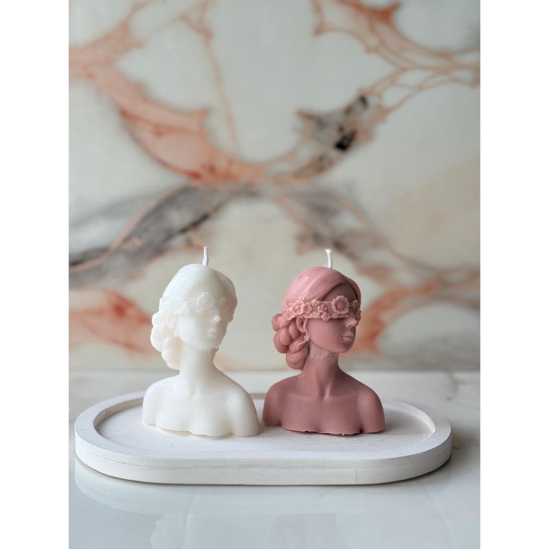 Casa si Gradina - Decoratiuni - Aromaterapie si lumanari - Lumanari si candele - Set lumanari, Aberto Design, 100% soia, roz si alb, 6x5x6 cm (3 bucati) - Infinity.ro