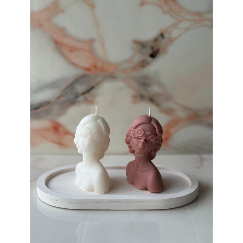 Casa si Gradina - Decoratiuni - Aromaterapie si lumanari - Lumanari si candele - Set lumanari, Aberto Design, 100% soia, roz si alb, 6x5x6 cm (3 bucati) - Infinity.ro