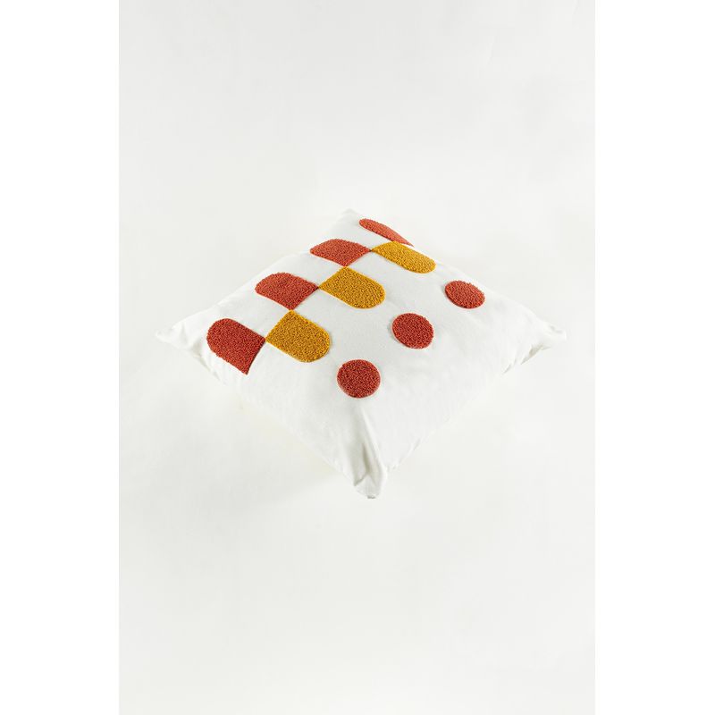 Casa si Gradina - Textile si covoare - Perne si pilote - Perne decorative - Perna decorativa, Aberto Design, mustar si rosu tigla, 43x43 cm, 100% in - Infinity.ro