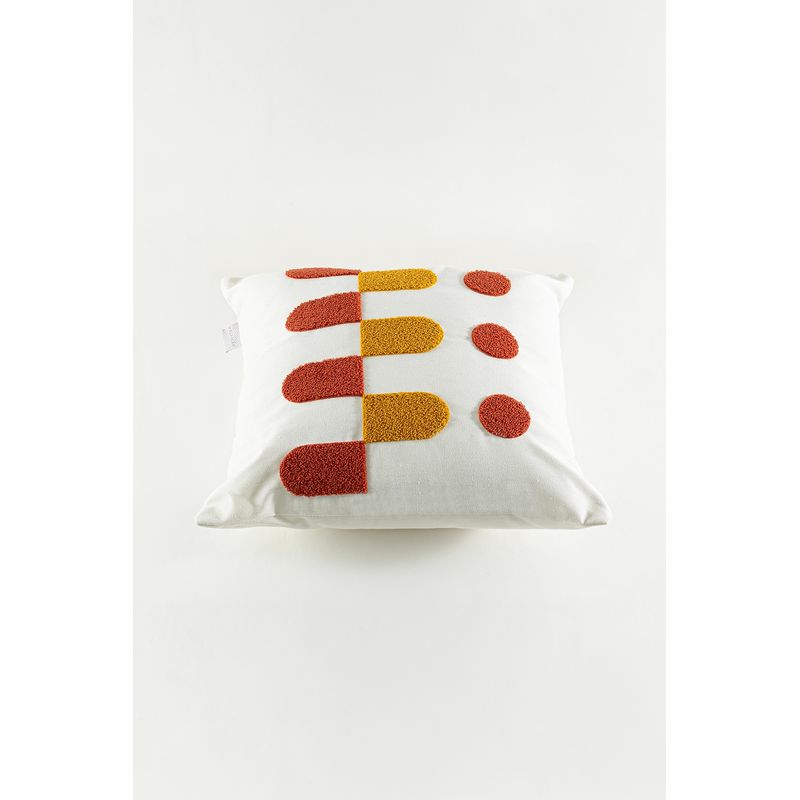 Casa si Gradina - Textile si covoare - Perne si pilote - Perne decorative - Perna decorativa, Aberto Design, mustar si rosu tigla, 43x43 cm, 100% in - Infinity.ro