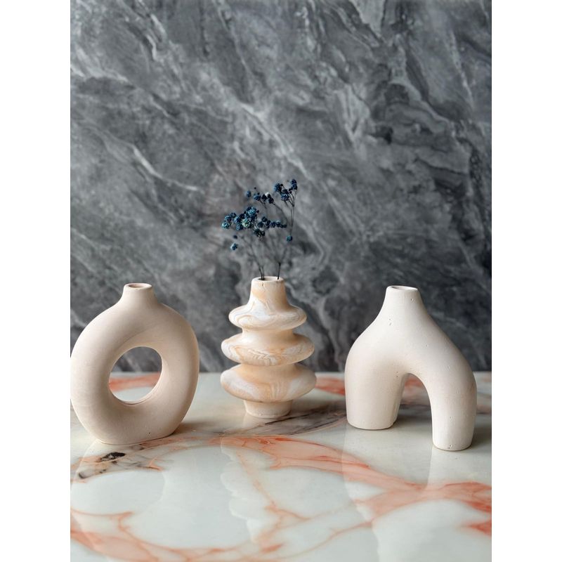 Casa si Gradina - Decoratiuni - Obiecte decorative - Vaze si boluri decorative - Set vaze decorative, Aberto Design, beton, bej, 8x8x10 cm (3 piese) - Infinity.ro