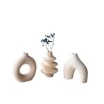 Casa si Gradina - Decoratiuni - Obiecte decorative - Vaze si boluri decorative - Set vaze decorative, Aberto Design, beton, bej, 8x8x10 cm (3 piese) - Infinity.ro