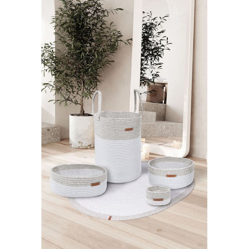 Casa si Gradina - Mobilier - Organizare si depozitare - Cutii depozitare - Cutie decorativa, Aberto Design, 100% bumbac, alb gri, 15x13 cm, lucrata manual - Infinity.ro