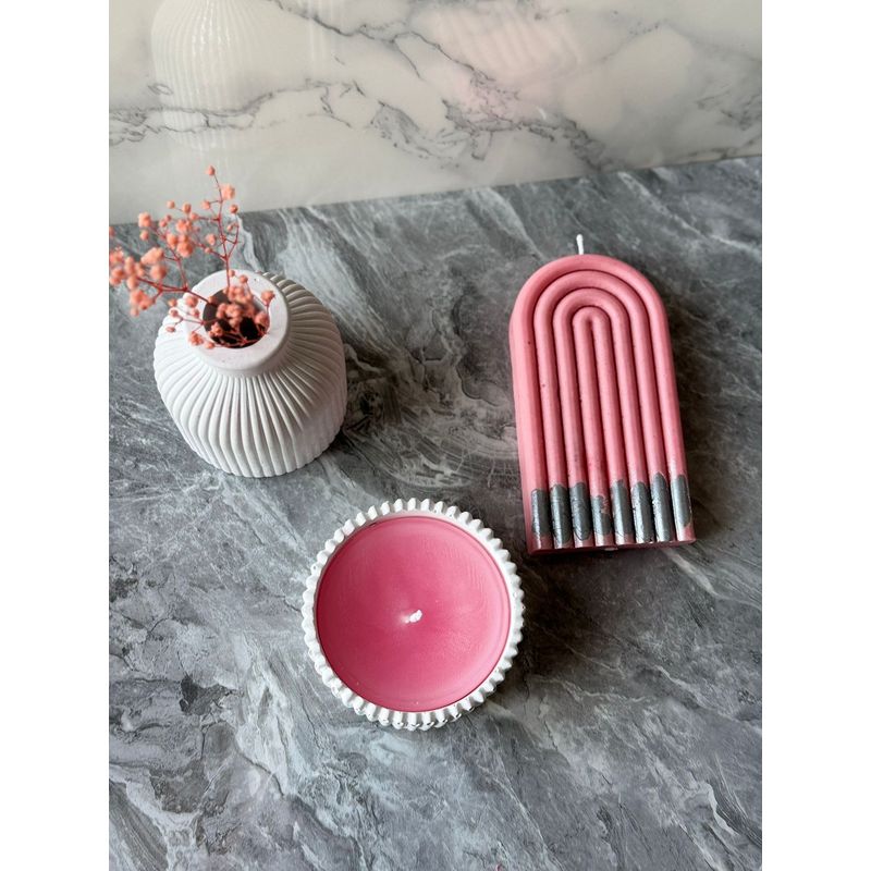 Casa si Gradina - Decoratiuni - Aromaterapie si lumanari - Lumanari si candele - Set lumanari, Aberto Design, beton, rosu alb, 3 piese - Infinity.ro