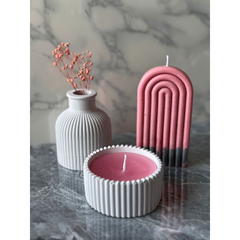Casa si Gradina - Decoratiuni - Aromaterapie si lumanari - Lumanari si candele - Set lumanari, Aberto Design, beton, rosu alb, 3 piese - Infinity.ro