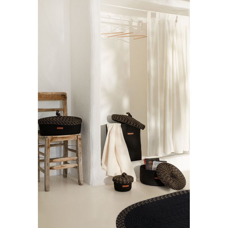Casa si Gradina - Mobilier - Organizare si depozitare - Cutii depozitare - Cutie decorativa, Aberto Design, bumbac, negru, 15x10 cm, lucrata manual - Infinity.ro