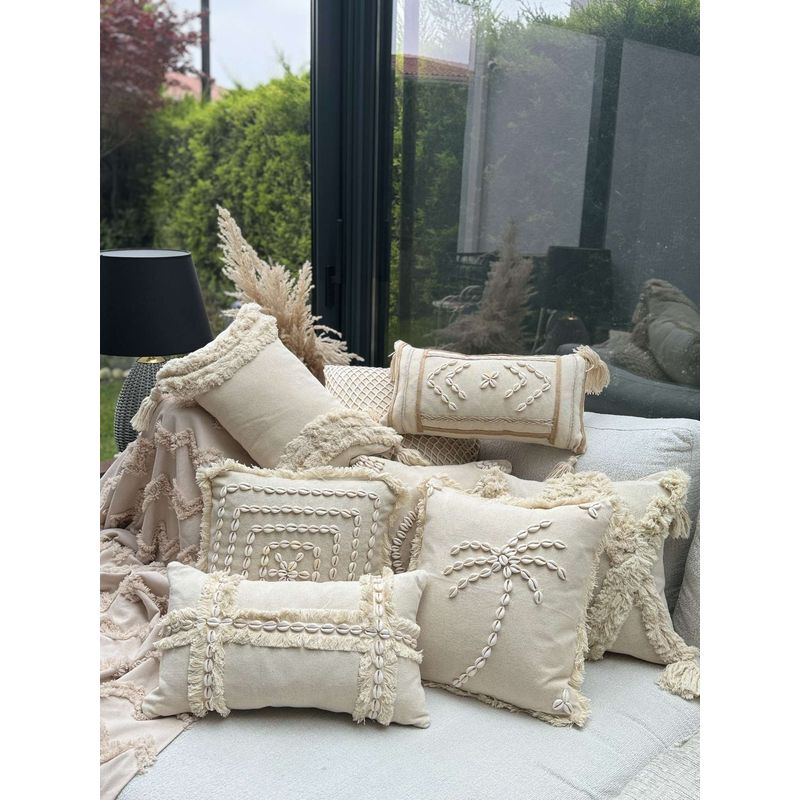 Casa si Gradina - Textile si covoare - Lenjerii de pat - Fete de perna - Husa perna decorativa, Aberto Design, bej, 43x43 cm, 50% bumbac, 50% scoica, lavabila la masina - Infinity.ro