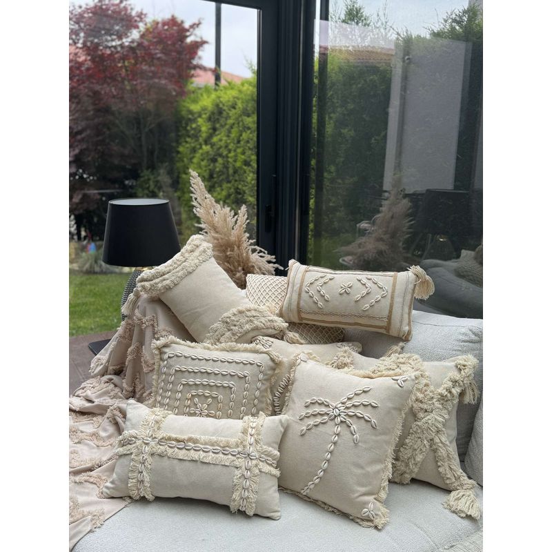 Casa si Gradina - Textile si covoare - Lenjerii de pat - Fete de perna - Husa perna decorativa, Aberto Design, bej, 43x43 cm, 50% bumbac, 50% scoica, lavabila la masina - Infinity.ro