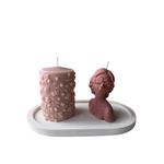 Casa si Gradina - Decoratiuni - Aromaterapie si lumanari - Lumanari si candele - Set lumanari decorative, Aberto Design, beton, roz si alb, 3 piese - Infinity.ro