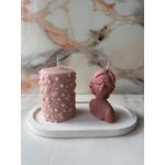 Casa si Gradina - Decoratiuni - Aromaterapie si lumanari - Lumanari si candele - Set lumanari decorative, Aberto Design, beton, roz si alb, 3 piese - Infinity.ro