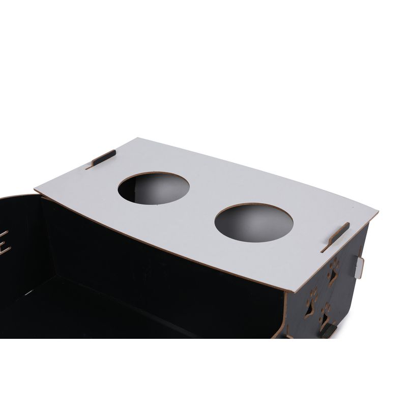 Petshop - Accesorii petshop - Culcusuri si custi - Culcusuri si saltele - Pat pentru pisici, Aberto Design, mdf, negru si alb, 60x40x15 cm - Infinity.ro