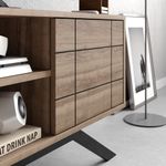 Casa si Gradina - Mobilier - Comode si corpuri - Comode - Comoda tv, Hanah Home, pal melaminat, negru si nuc, 130x58.6x38.6 cm - Infinity.ro