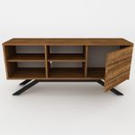 Casa si Gradina - Mobilier - Comode si corpuri - Comode - Comoda tv, Hanah Home, pal melaminat, negru si nuc, 130x58.6x38.6 cm - Infinity.ro