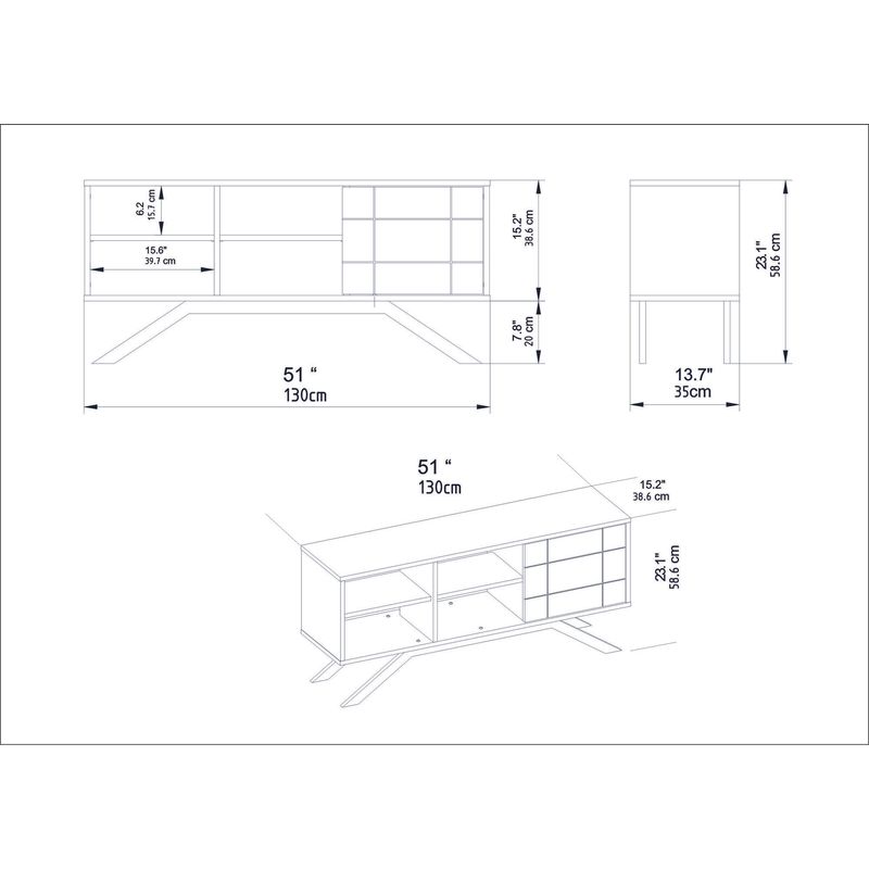 Casa si Gradina - Mobilier - Comode si corpuri - Comode - Comoda tv, Hanah Home, pal melaminat, negru si nuc, 130x58.6x38.6 cm - Infinity.ro