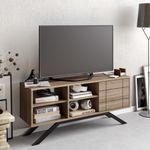 Casa si Gradina - Mobilier - Comode si corpuri - Comode - Comoda tv, Hanah Home, pal melaminat, negru si nuc, 130x58.6x38.6 cm - Infinity.ro