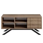 Casa si Gradina - Mobilier - Comode si corpuri - Comode - Comoda tv, Hanah Home, pal melaminat, negru si nuc, 130x58.6x38.6 cm - Infinity.ro