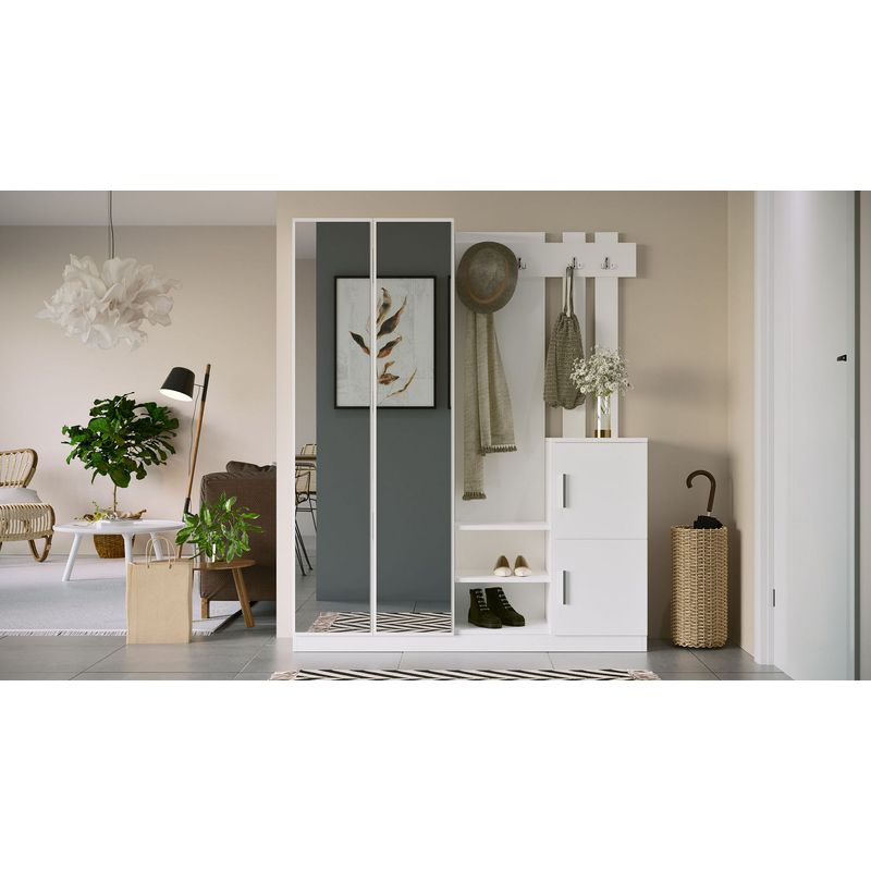 Casa si Gradina - Mobilier - Organizare si depozitare - Cuiere - Cuier, Hanah Home, pal melaminat, alb, 147.2x37.5x179.7 cm - Infinity.ro