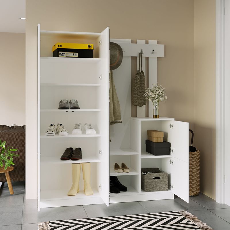 Casa si Gradina - Mobilier - Organizare si depozitare - Cuiere - Cuier, Hanah Home, pal melaminat, alb, 147.2x37.5x179.7 cm - Infinity.ro