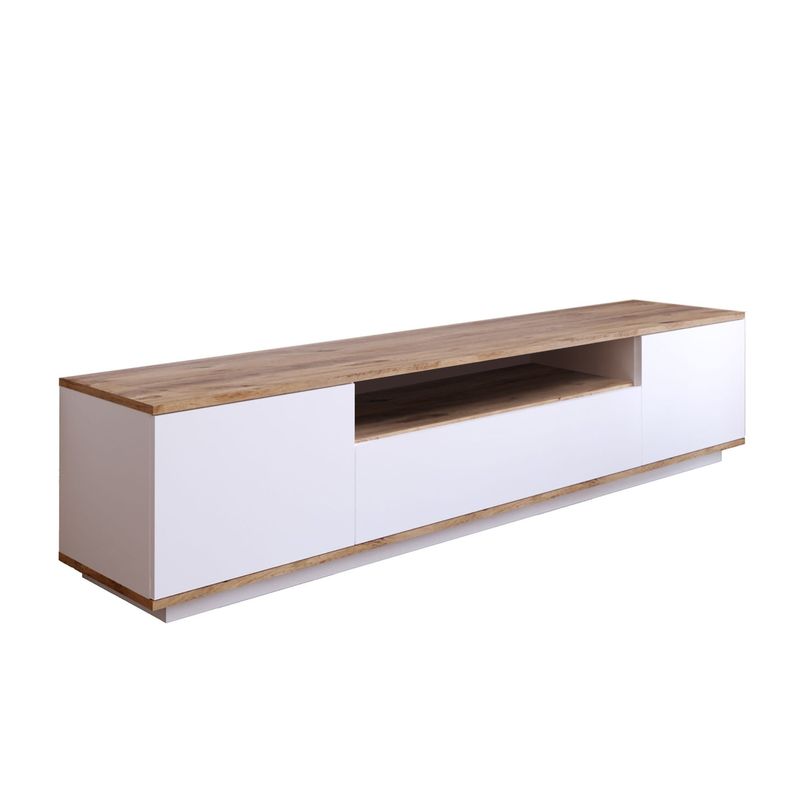 Casa si Gradina - Mobilier - Comode si corpuri - Comode - Comoda tv, Hanah Home, pal melaminat, pin atlantic si alb, 180x44.5x44.6 cm - Infinity.ro
