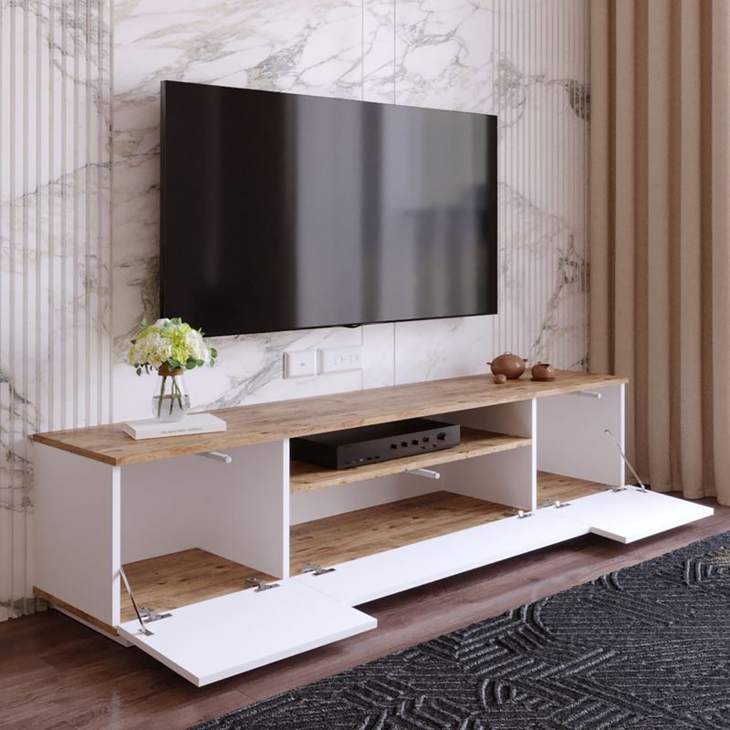 Casa si Gradina - Mobilier - Comode si corpuri - Comode - Comoda tv, Hanah Home, pal melaminat, pin atlantic si alb, 180x44.5x44.6 cm - Infinity.ro