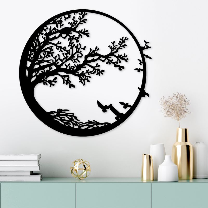 Casa si Gradina - Decoratiuni - Decoratiuni perete - Accesoriu decorativ de perete, Wallxpert, metal, negru, 68x1.5x66 cm, 891TNL2003 - Infinity.ro